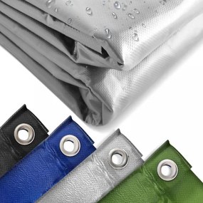Wodoodporna plandeka z oczkami 5x8 m, szara, 650g/m², UV