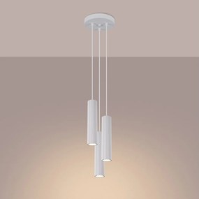Lampa wisząca minimalistyczny Gloow, aluminium - 3 źródło światła 3000K - L.19.5 x H.108 cm - biały