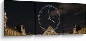 Obraz - Luwr w nocy (z zegarem) (90x30 cm)