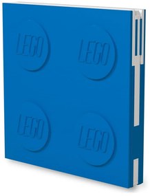 Niebieski kwadratowy notatnik z długopisem żelowym LEGO®, 15,9x15,9 cm
