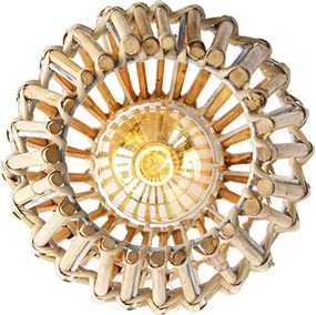 Lampa sufitowa rustykalna bambus i biała - Canna Capsule