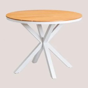 Okrągły Stół Ogrodowy Z Drewna Eukaliptusowego I Aluminium Archer Ø100 Cm & Gardenia Biel - Sklum
