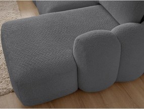 Szary rozkładany/ze schowkiem narożnik z materiału bouclé (prawostronny/z szezlongiem) Montaigne – Bobochic Paris