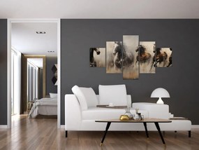 Obraz - Obraz olejny przedstawiający konie (125x70 cm)