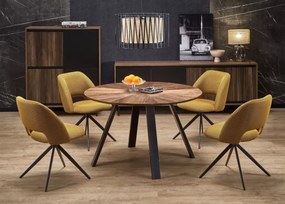 Stół okrągły Kioto 120 cm orzech – loftowy, MDF okleina naturalna, czarne nogi stalowe