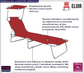 Czerwony leżak z regulowanym oparciem - Nuvira