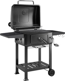 Outsunny Grill węglowy BBQ Smoker z pokrywą, termometrem, regulowaną wysokością węgla, kominem, rusztem, boczną półką i tacką na popiół | Aosom PL