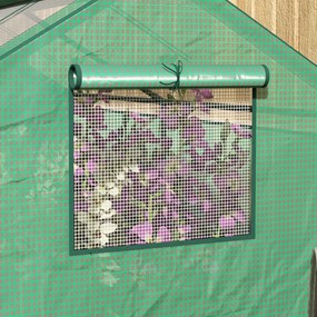 Outsunny Szklarnia foliowa z oknem, tunel ogrodowy z ochroną UV, szklarnia na pomidory, inspekt, do ogrodu, balkonu, 180 x 92 x 92 cm, zielony