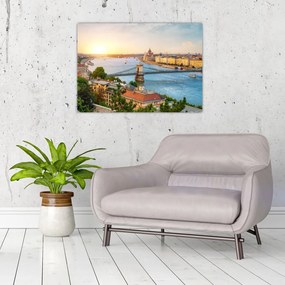 Obraz miasta Budapeszt z rzeką (70x50 cm)