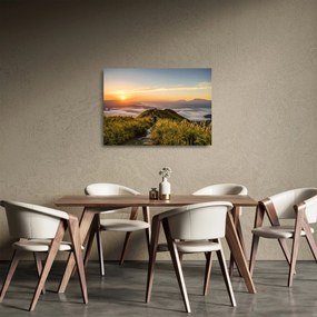 Obraz na szkle - góra o zachodzie słońca (70x50 cm)