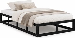 Czarne jednoosobowe łóżko z drewna 90x200 Z1-K66