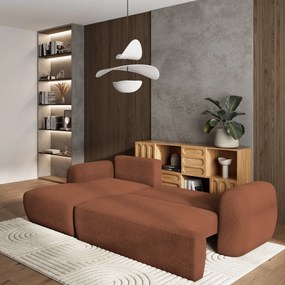 Masseno Narożnik MODENZA z funkcją spania i pojemnikiem na pościel Narozniki L, Rozkładana sofa - Ceglasty, NOW OR NEVER 54