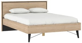 Łóżko dwuosobowe w dekorze dębu ze stelażem 140x200 cm w naturalnym kolorze Ry – Tvilum