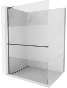 Mexen Kioto+ L ścianka prysznicowa z półką Walk-in 70 x 200 cm, transparent/szron, gun metal - 800-070-123-95-35