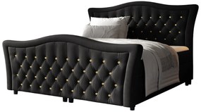 Czarne łóżko kontynentalne z kryształkami 5 rozmiarów Z7-Z21