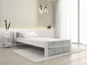 Łóżko IKAROS DOUBLE 90 x 200 cm, beton/biała Stelaż: Ze stelażem listwowym rolowanym elastycznym, Materac: Materac Somnia 18 cm