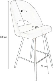Hoker POLO krzesło barowe tkanina Welur podstawa metalowa : Kolor nogi - Czarna stożek, Kolor tkaniny - VELVET - BL06, Typ siedziska - Siedzisko stałe