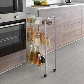Regał na kółkach z 3 półkami Metaltex Ascona Slim De Luxe, wys. 84 cm