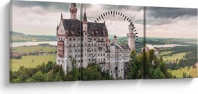 Obraz - Zamek na skałach (z zegarem) (90x30 cm)