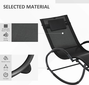 Outsunny Leżak ogrodowy, fotele z poduszką, 155 cm x 61cm x 88 cm, Czarny