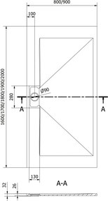 Mexen Egon brodzik prostokątny SMC 200 x 90 cm, biały - 4R109020