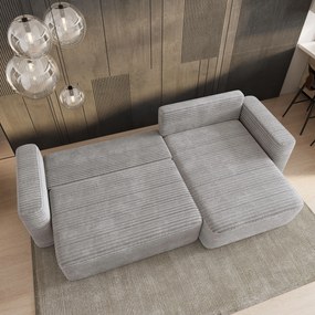 Masseno Narożnik TELIN z funkcją spania i pojemnikiem na pościel Narozniki L, Rozkładana sofa - Jasnoszary, TILIA 86