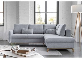 Jasnoszary rozkładany narożnik Miuform Scandic Lagom L, prawostronny