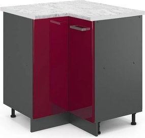 Szafka narożna czerwony połysk 75.6x60x81.6 r-line