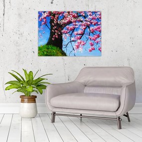 Obraz malowanego kwiatu wiśni (70x50 cm)