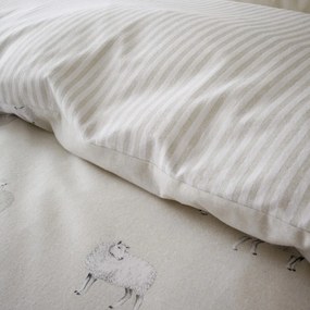Beżowa flanelowa pościel dwuosobowa 200x200 cm Sheep – Catherine Lansfield