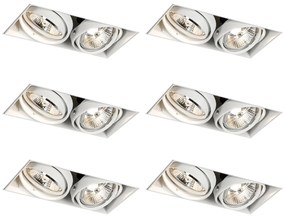 Zestaw 6 reflektorów wpuszczanych białe GU10 70mm 2-źródła światła bezramkowe - Oneon