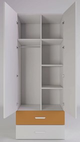 Dziecięca szafa na ubrania z drążkiem kaszmir + żółty S5-G25