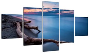 Obraz plaży o zachodzie słońca (125x70 cm)