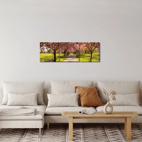 Obraz - sad czereśniowy (z zegarem) (90x30 cm)