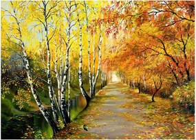 Obraz - Romantyczna aleja wzdłuż wody, obraz olejny (70x50 cm)