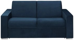Kanapa 2-osobowa rozkładana z weluru CALITO - Kolor granatowy - Łóżko 120  cm - Materac 22 cm