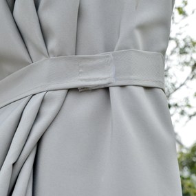 Outsunny Parasol z Oświetleniem LED Solar 4,5m, Podwójny Parasol Ogrodowy, Markiz, Tarasowy Okrągły Jasnoszary+Czarny