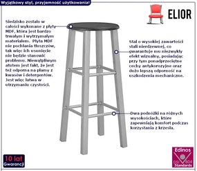 Srebrne metalowe dwa stołki barowe Erinti 4X