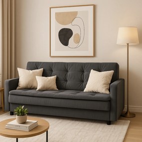 Sofa z Funkcją Spania STELLA Rozkładana Wersalka Dwuosobowa Szara Nowoczesna do Salonu
