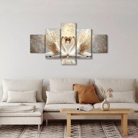 Obraz - Złote łabędzie (125x70 cm)