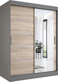 Szafa przesuwna 150 cm antracyt + dąb sonoma F1-B21