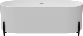 Wanna wolnostojąca owalna biała z czarnymi nóżkami - 160 x 73,5 x 59 cm - ALONSA