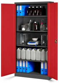 Zestaw 4x biurowa szafa metalowa na akta JAN H, 900 x 1950 x 400 mm, antracytowo-czerwona