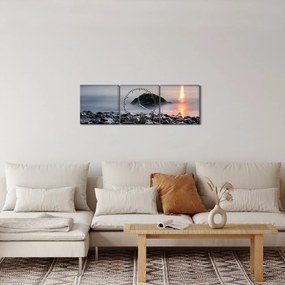 Obraz - Na wybrzeżu (z zegarem) (90x30 cm)