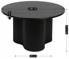 Stolik Kawowy DERIAN MAX 80 cm Czarny Nowoczesny Loft