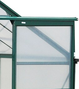 Outsunny Szklarnia z poliwęglanu z oknem dachowym i drzwiami przesuwnymi 190x252x201 cm | Aosom PL