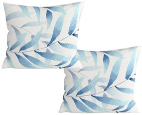 Zestaw 2 szt. dekoracyjnych poszewek na poduszkę z mikrofibry KOVENDI 45x45 cm, niebiesko-biała