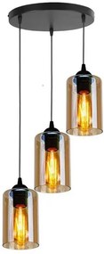 Czarna lampa wisząca z trzema ozdobnymi kloszami V138 D9-N13
