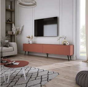 Szafka RTV: Ceglasty, 170 x 52 x 32 cm, nogi czarne