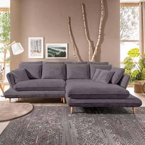 Narożnik MONTE Prawostronny z funkcją spania, pojemnikiem i poduszkami, Sorriso 03 Szary brąz WERSAL